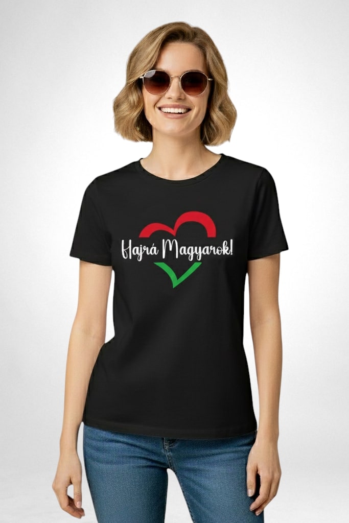 Hajrá Magyarok! feliratos póló szív motívummal