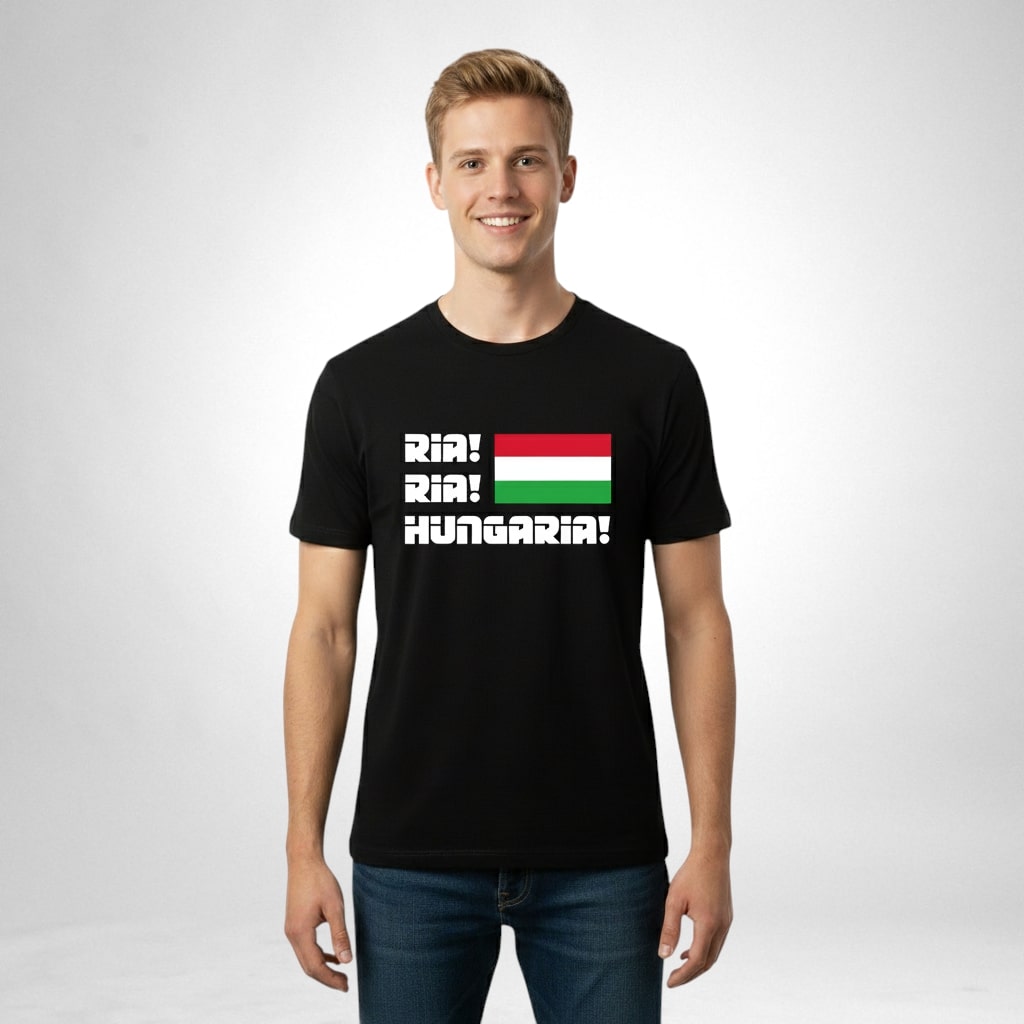 Ria! Ria! Hungaria! feliratos póló zászlóval